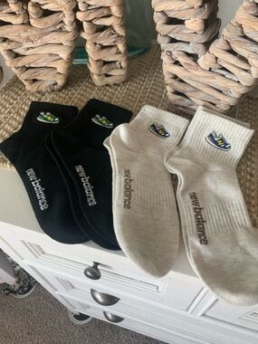 Brand New New Balance Crew Socks in Black & White with Sneaker Patch Unisex